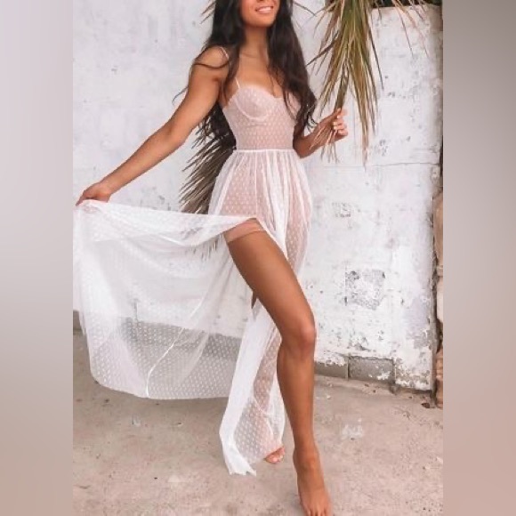 Totally Bangin' Mesh Maxi Dress White - Picture 6 of 10